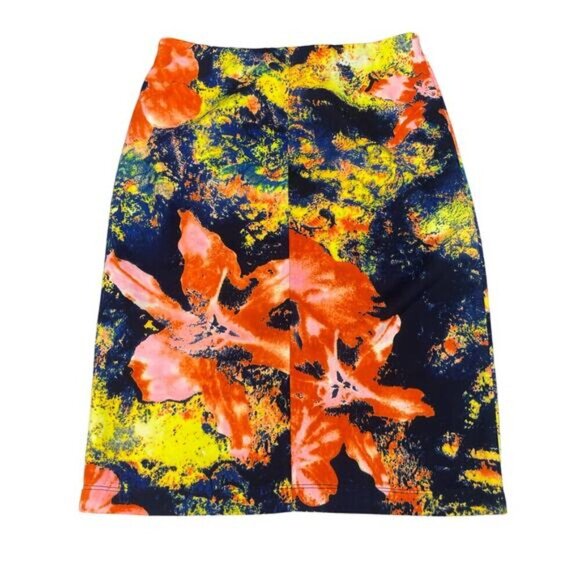 BETSEY JOHNSON Womens Pull-On Pencil Skirt Size Small Watercolor Floral Multi - Picture 1 of 4